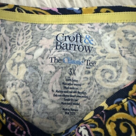 Croft and Barrow NWT womens The Classic Tee 3X short sleeve crew damask - Picture 8 of 12